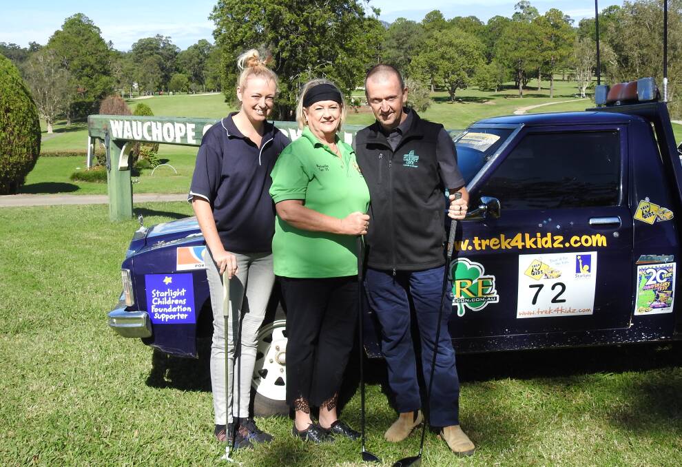Jodi Blair, Michelle McDonald and Michael Page are all supporting the Trek4kidz Starlight Foundation Golf Day at Wauchope Country Club on Sunday May 21.