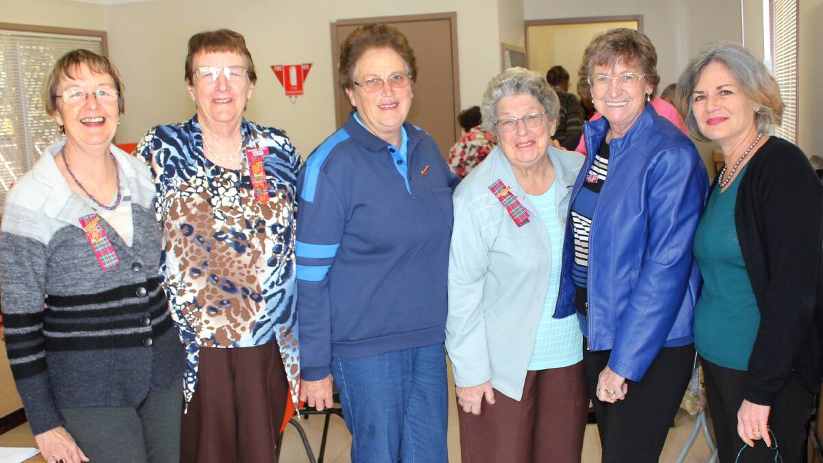 Dee Hunter with the new Wauchope Hospital Volunteers committee: secretary Verna Wallace, Vice-president Judy Allan, President Win Secombe, Treasurer Margaret Mostyn and nursing director Ann Bodill.