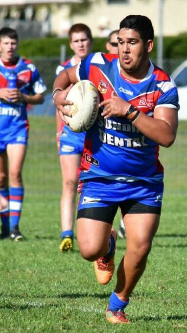 POWERING ON: Under 18s Wauchope Blues player Tyreek Brown. They had a 12-all draw which they were disappointed not to win.