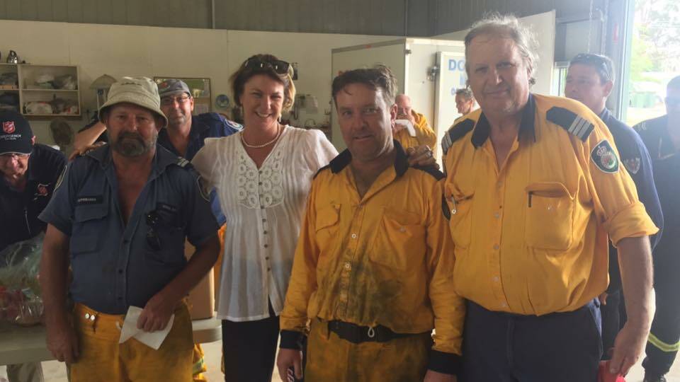 Thank you: Oxley MP Melinda Pavey thanks volunteers from Beechwood and Pappinbarra RFS brigades after their gruelling 24 hours saving lives and homes.