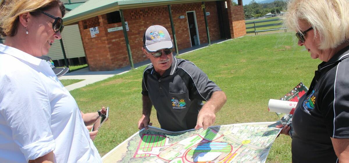Grant for upgrade: Oxley MP Melinda Pavey looks over the Wauchope Showground resurfacing plan with stakeholders in preparation for the Ulysses Club event.