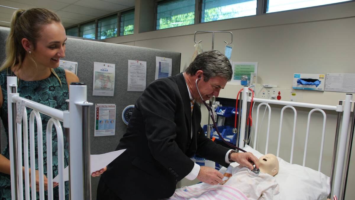 Assistant Minister for Health Dr Gillespie with medical student Gabrielle David at the University of Newcastle Department of Rural Health campus in Taree.
