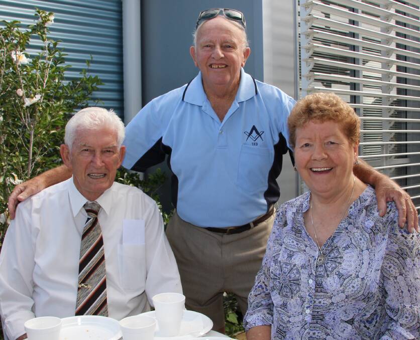 Hospital support: Ted Bricknell of Lodge Star at Wauchope (centre) with fellow Freemason Glen Leonard and his wife Marlaine.