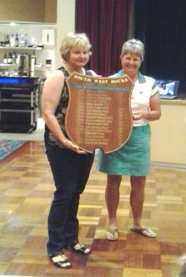 Winner: Jane Horne being presented with the "Jewel of the Coast Shield" at South West Rocks