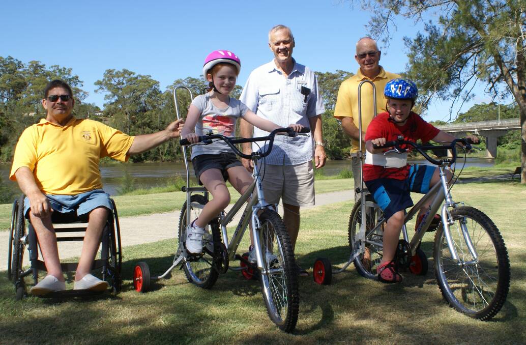 Team effort Steve Perkins, President Wauchope Lions Club, Laura Farmer, John Brumby from TAD Disability Services, Connor Fraser and Lion Jim Munro