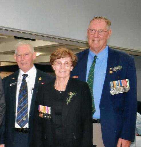 Top honour: Wauchope RSL sub-branch president Des Hancock and Rosemary and Mal Butler at the presentation on Anzac Day.