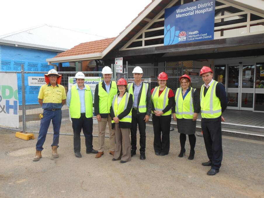 Modern facilities: Member for Oxley Andrew Stoner with Members of construction company O'Donnell & Hanlon and Mid North Coast Local Health District staff after inspecting the Urgent Care Centre at Wauchope Hospital .