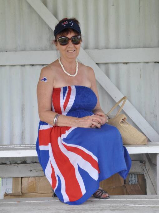 Statement:Port Macquarie's Linda Laracy bought her Australian flag dress especially for Australia Day.