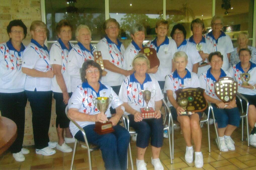 Presentation day: The winning 2014 Wauchope women bowlers with their trophies.
