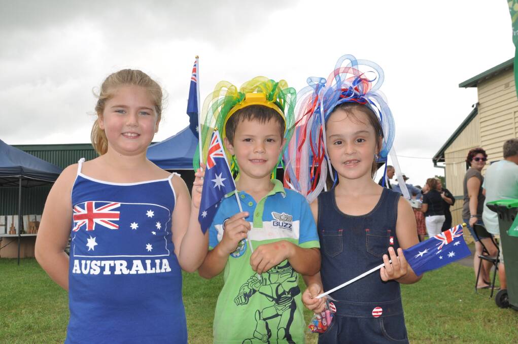 Enthusiasm: Annabelle Graham, Jackson Ratko and Jasmin Ratko show their Australia Day spirit.