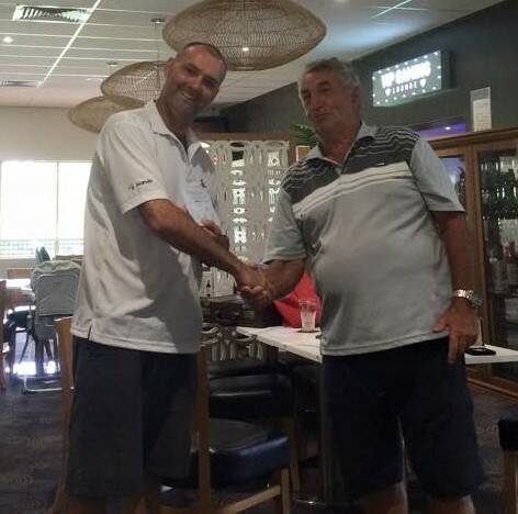Mick Funnell Medal second place-getter David Pritchard with Dennis Hughes on Australia Day.