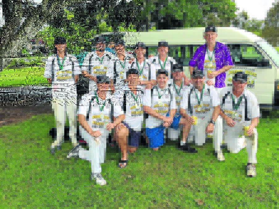 Soggy champions: Wauchope's masters winning cricket side came home champions despite the wet conditions.