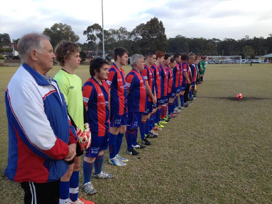 Respect: Life Member of Wauchope Soccer Club,Trevor Lindsay joins the Bullocks in a moment of silence following the news that Greg Hall had passed away. INSET:?Greg Hall