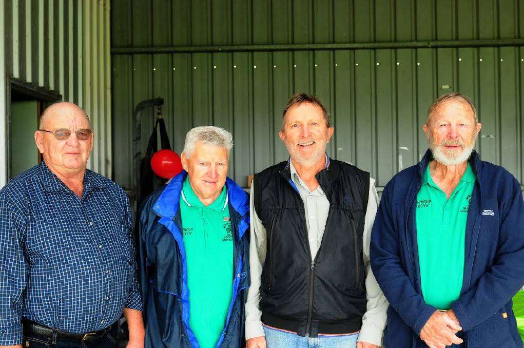 Tales from the old days: Beechwood old boys, from left, Ray Hillard, Vince O'Brien, Jeff Trotter and Ross Trotter reunited at the Hastings League grand final two weeks ago.