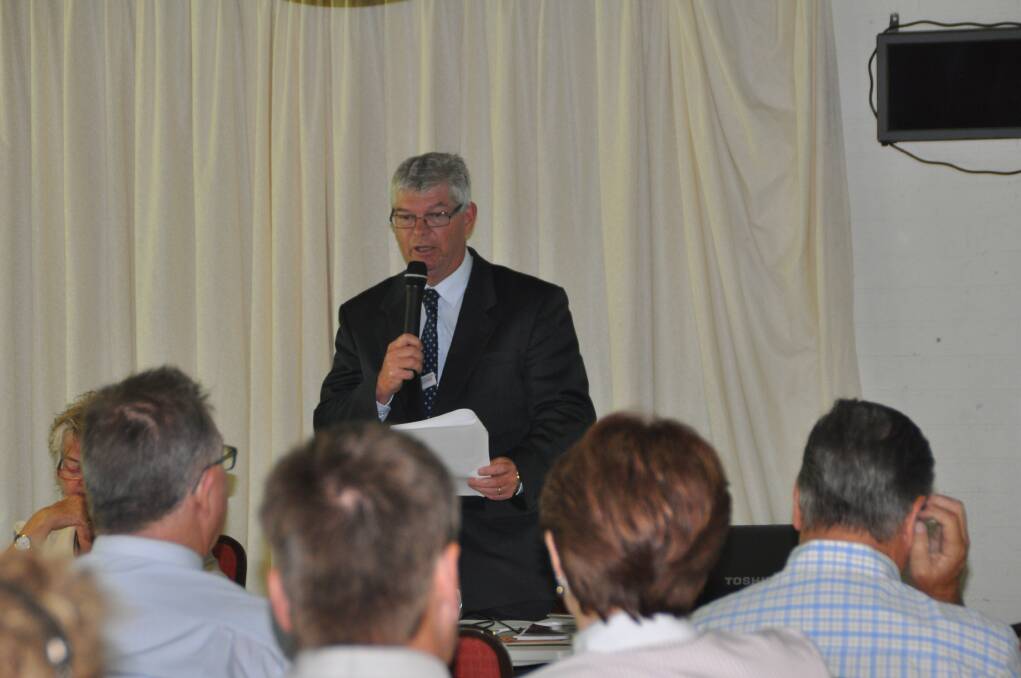 Good news week: Hastings Co-op CEO Allan Gordon addresses the audience at the 2014 Annual General Meeting of the Hastings Co-operative Limited at the Wauchope Country Club
