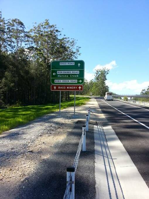 Now you don't: Heading north on the Pacific Highway - the sign for Wauchope has been removed.