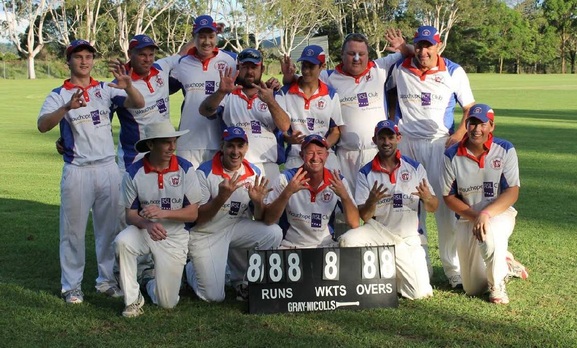 Count them: Wauchope RSL second-grade side celebrate their victory over the Port City League Magpies on Saturday.