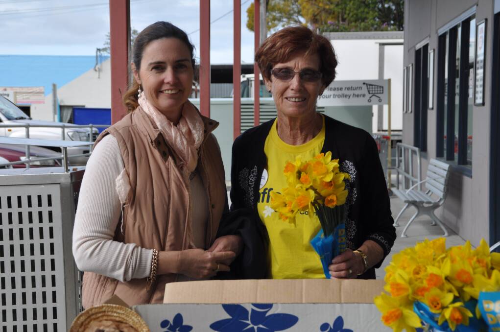 Local support: Leanne Parker and Rosemary Butler at the Wauchope SUPA IGA on Daffodil Day   PICS: Libby Stewart