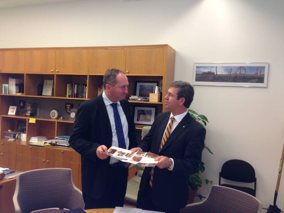Visit planned: Federal Agriculture Minister Barnaby Joyce with Member for Lyne David Gillespie.