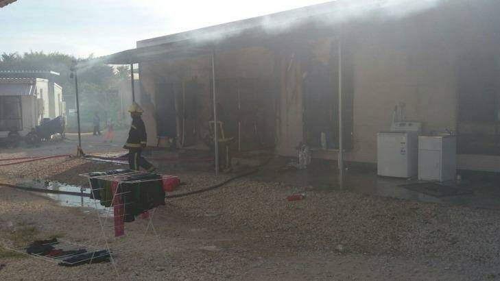 The aftermath of the unit fire on Nauru this week. Photo: Supplied