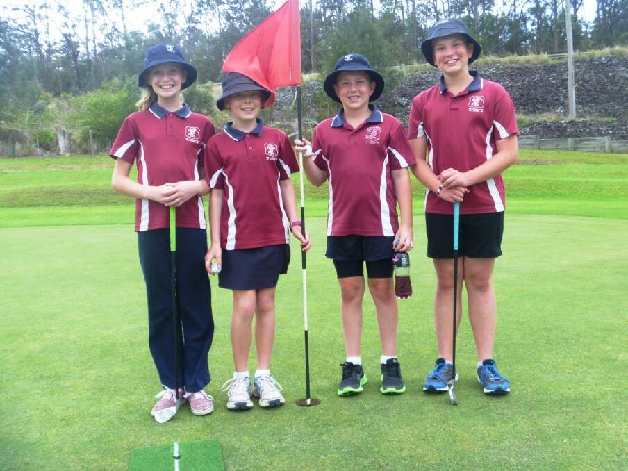 On the green: Huntingdon's winning Blues Team, from left, Jorjia-Rose Styles, Riley McCann, Beaudean Taylor and Lucas Warburton