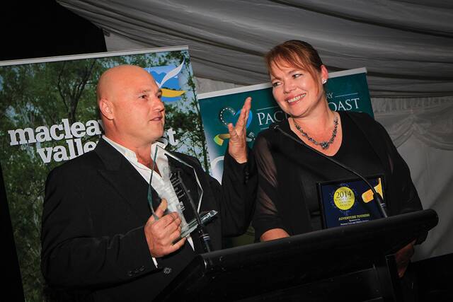 Golden couple: Mark and Julie Ennor from Bellrowan Valley Horse Riding received the gold award in the Best Adventure Tourism category at the 2014 North Coast Tourism Awards.      Pic: Seen Australia Photography