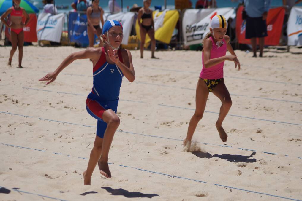 Quick silver: Mia Bales streaks away during the under 11's beach sprint at Mollymook