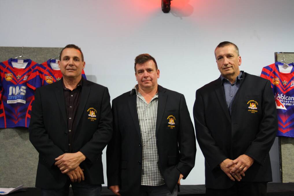 Honour: Troy McKinnon, Brad Hinton, Austin Bell are awarded life membership at the Wauchope Junior League Awards Presentation