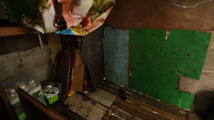 The one-room home where Rogie Sebastian was shot dead at his home in Tondo District during a police drug operation.  Photo: Kate Geraghty