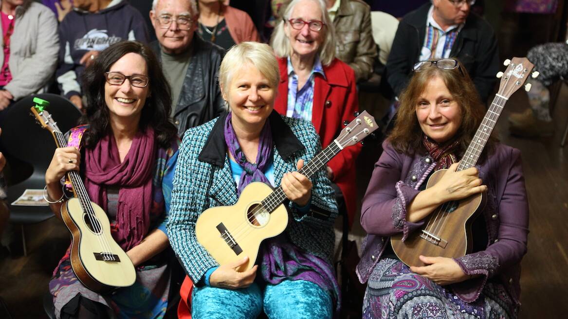 Having fun: Local musicians joining in the fun. Back row: Patsy and John Murrell. Front: Cath Wilson, Cathy Lawson and Kerrie Daley.