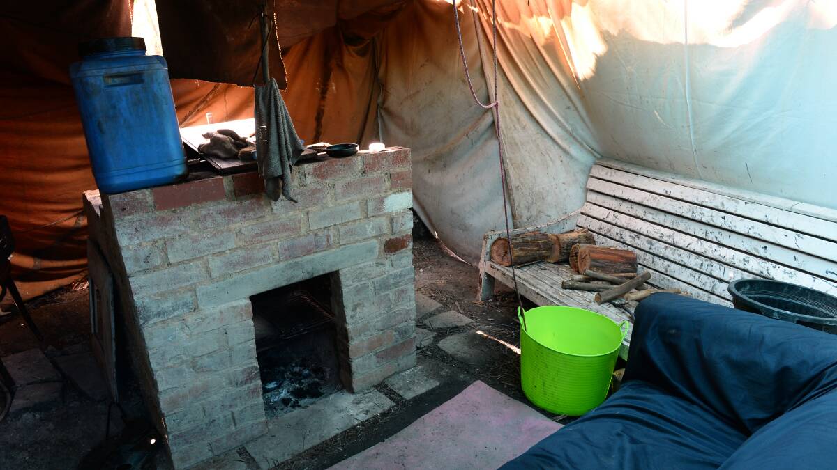 Inside Nicholas Zounis's shelter. PICTURE: ADAM TRAFFORD