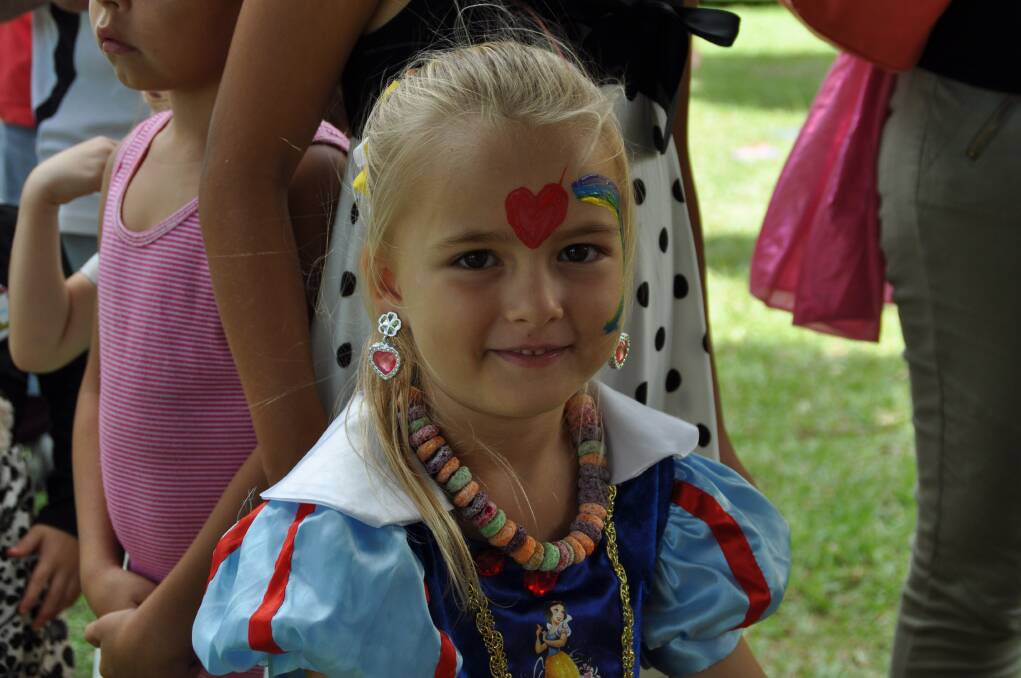 Snow White: Chloe McKinnon loved dressing up for the Wauchope Neighbourhood Centre's Family Fun Day in Bain Park on Wednesday.