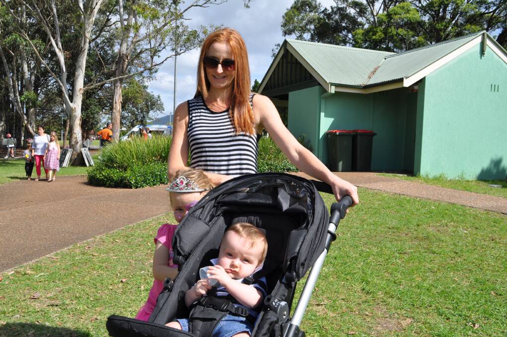 Fun in the sun: Michelle Fitzpatrick with her little princess Charlotte and pirate Jack from Port Macquarie enjoyed the Wauchope Neighbourhood Centre's Family Fun Day in Bain Park on Wednesday.