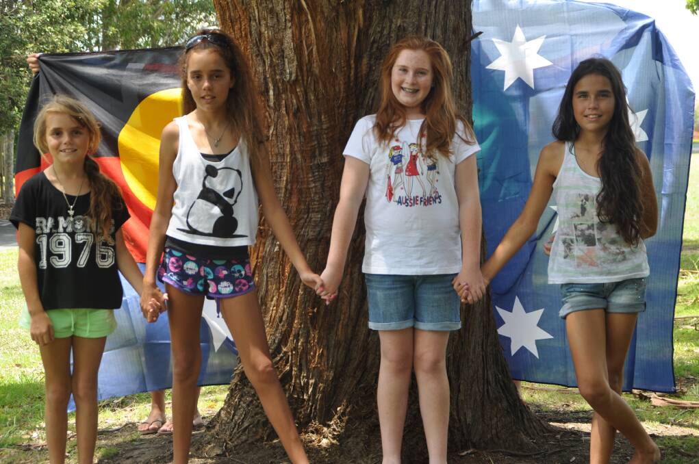 Excitement building: Nirikai Layton,Tarana Layton, Quandialla Layton and Jess Daley are looking forward to  Australia Day on Monday, January 26 2015. PIC: LIBBY STEWART