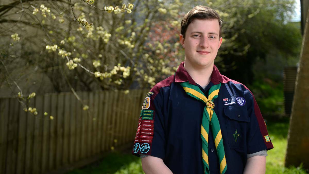 Scout's honour: Padraig Doyle will be presented with his Queen's Scout certificate by the Governor of Victoria on behalf of Queen Elizabeth II at Government House on October 4. PICTURE: ADAM TRAFFORD