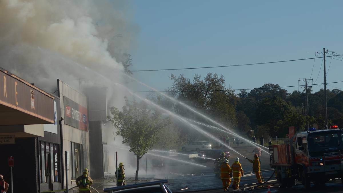 Fire tore through a Clarke Street furniture store on Saturday morning.