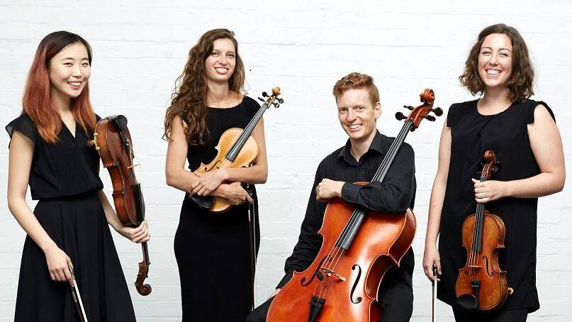 GEIST QUARTET: Bach, Mozart and Britten are on the playlist for the upcoming Kendall PhiloMusica event. Pictured are Sonia Wilson, Meg Cohen (violins), Hayasa Tanaka (viola) and James Larsen (cello).
