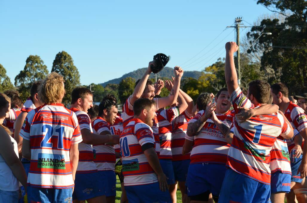 What a feeling: The Wauchope Thunder reserve grade team celebrate their first win of the year last Saturday in Andrews Park. Photo: Nicole Wallace.