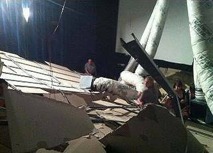 The wreckage inside the cinema after the collapse.