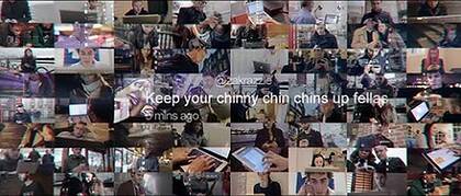 'Keep your chinny chin chins up fellas' ... the ad plays on well-known phrases from the tale.