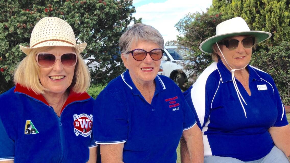 Good cause: Happy bowlers Dianne Edwards, Jenny McQueen and Kay Bassett
