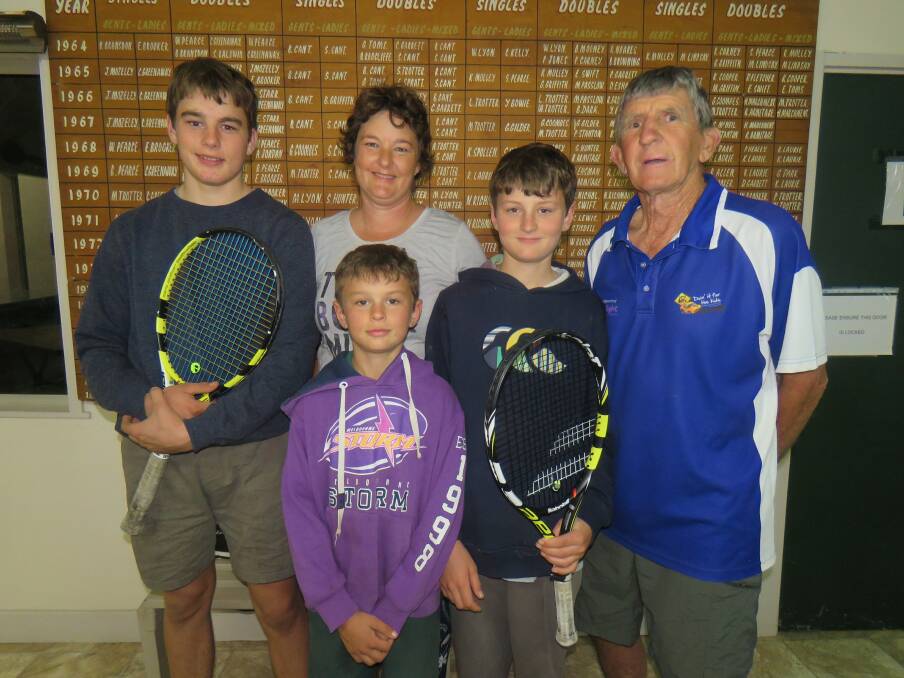 The tradition: Lachie, Ann, Billy, Jimmy and Uncle John Eggert are keeping the family tradition alive at Wauchope Timbertown Tennis Club.