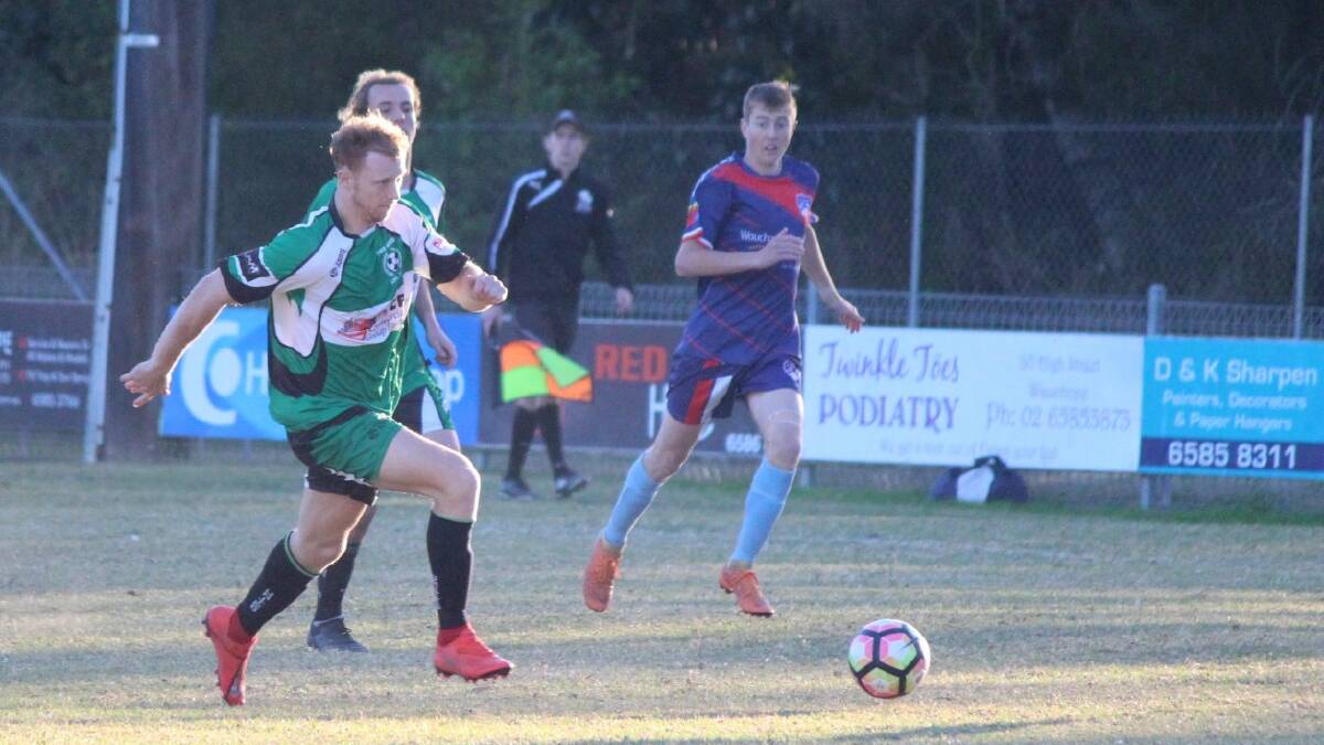 On the run: Some of the action from the round 11 Premier League clash between Port United and Wauchope SC.