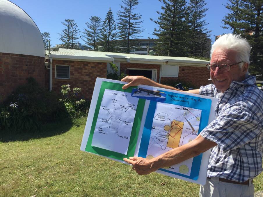 New home: Port Macquarie Astronomical Association president David Edgerley with basic plans for the new science and astronomy centre on the current observatory site.