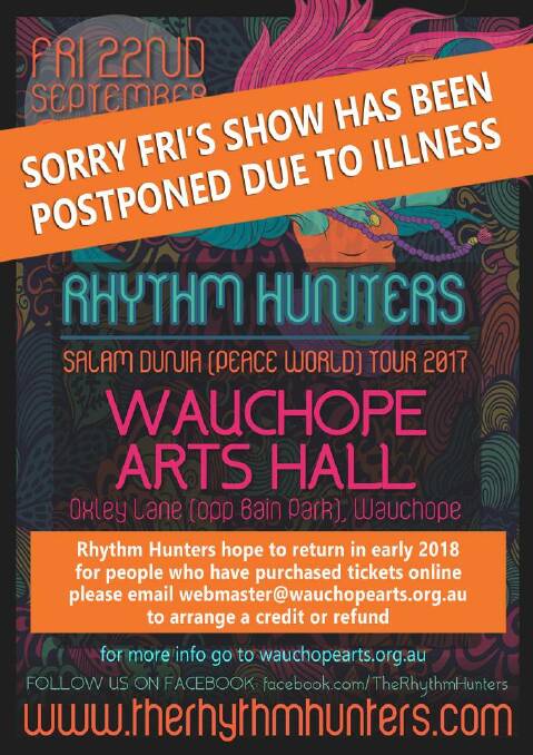 Rhythm Hunters gig cancelled