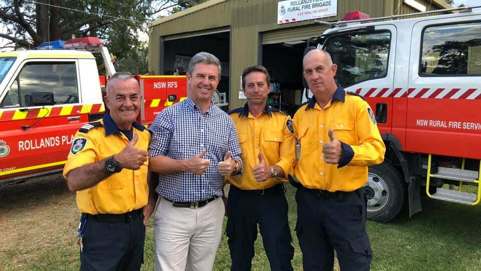 THUMBS UP: Rollands Plains Rural Fire Brigade's Rod Innis, Brett Jeffrey and Ian Weir with Lyne MP Dr David Gillespie.