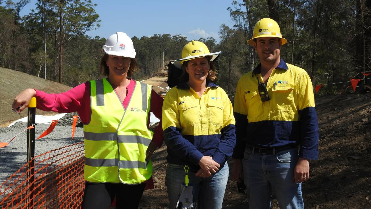 AHEAD OF SCHEDULE: NSW Roads minister Melinda Pavey MP with maintenance manager Vicky Sisson and project manager Mitch Ingram.
