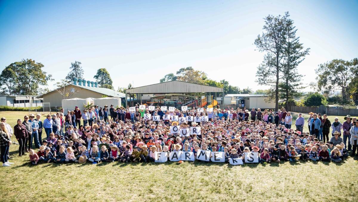 UNITED: The whole school came together at Wauchope Public to support the farmers.