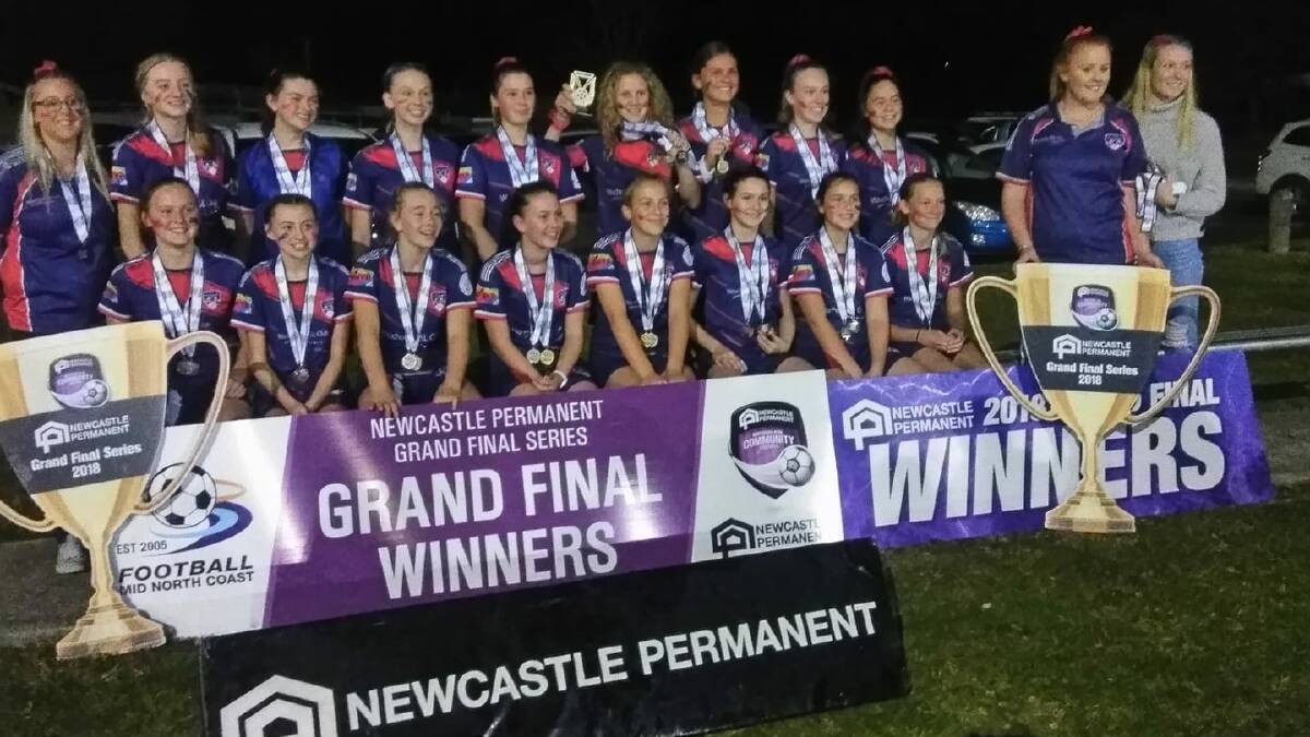 The Wauchope Waratahs, who were 2018 under-16s girls champions, will be hoping for a grand final win this evening. Photo: Football Mid North Coast.