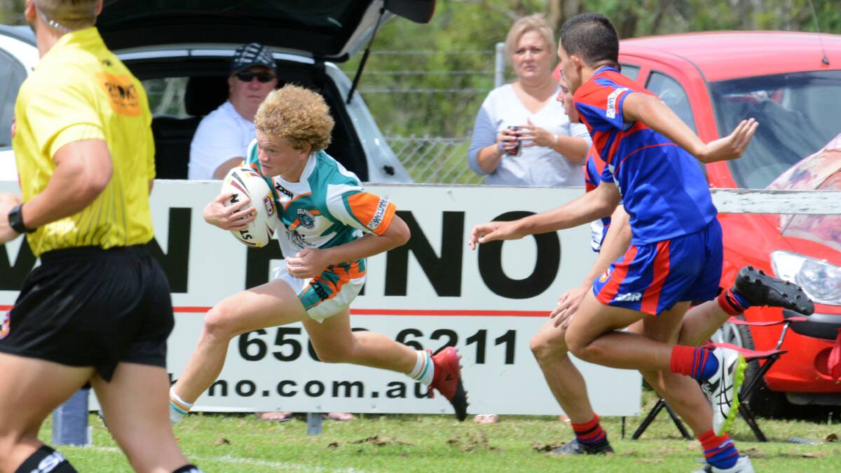 One of Wauchope's finest, Jamaine Anderson, in action at the Country Rugby League Championship under-16 clash against Newcastle.